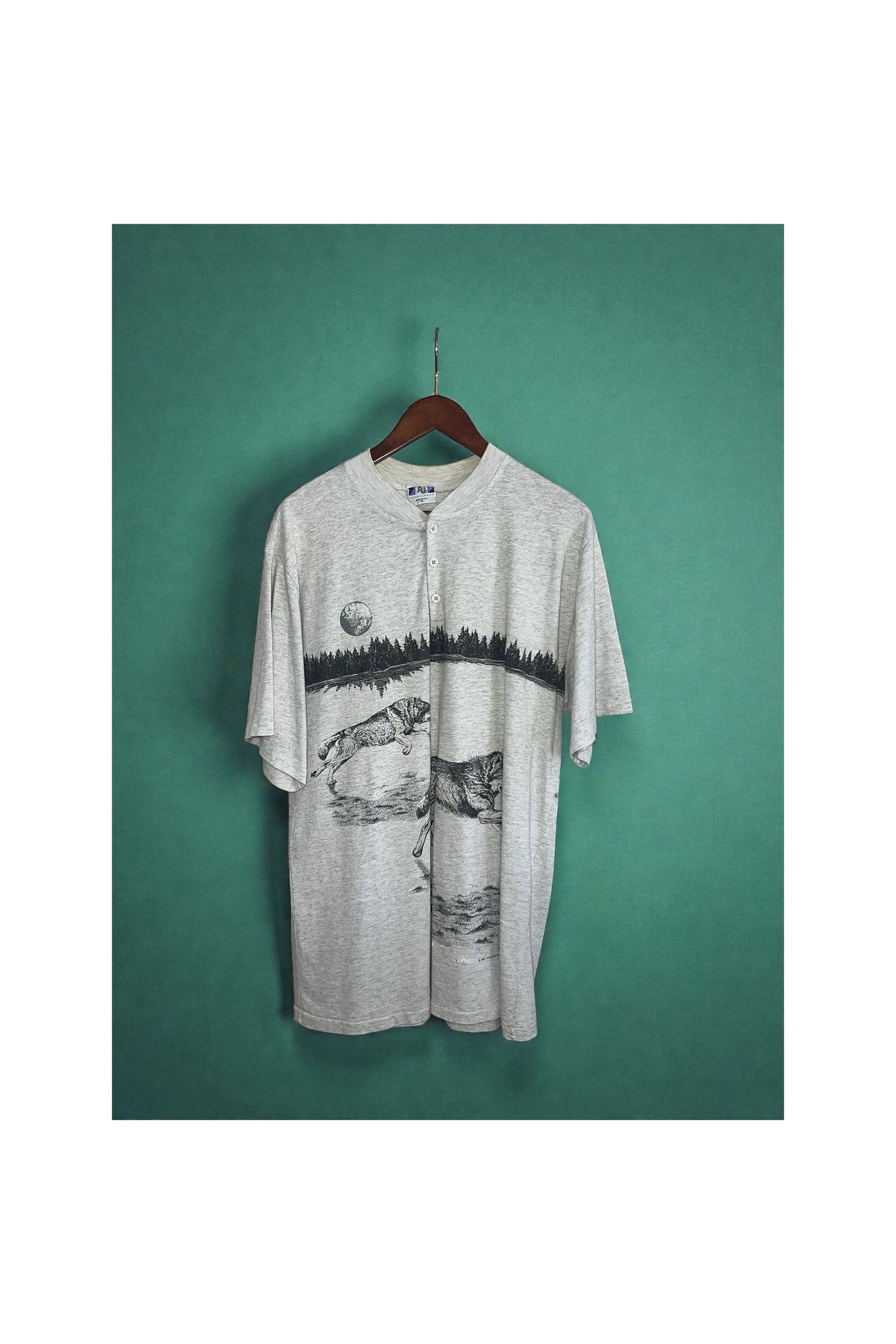 Wolf Moon Henley Baseball Tee - La Kultura