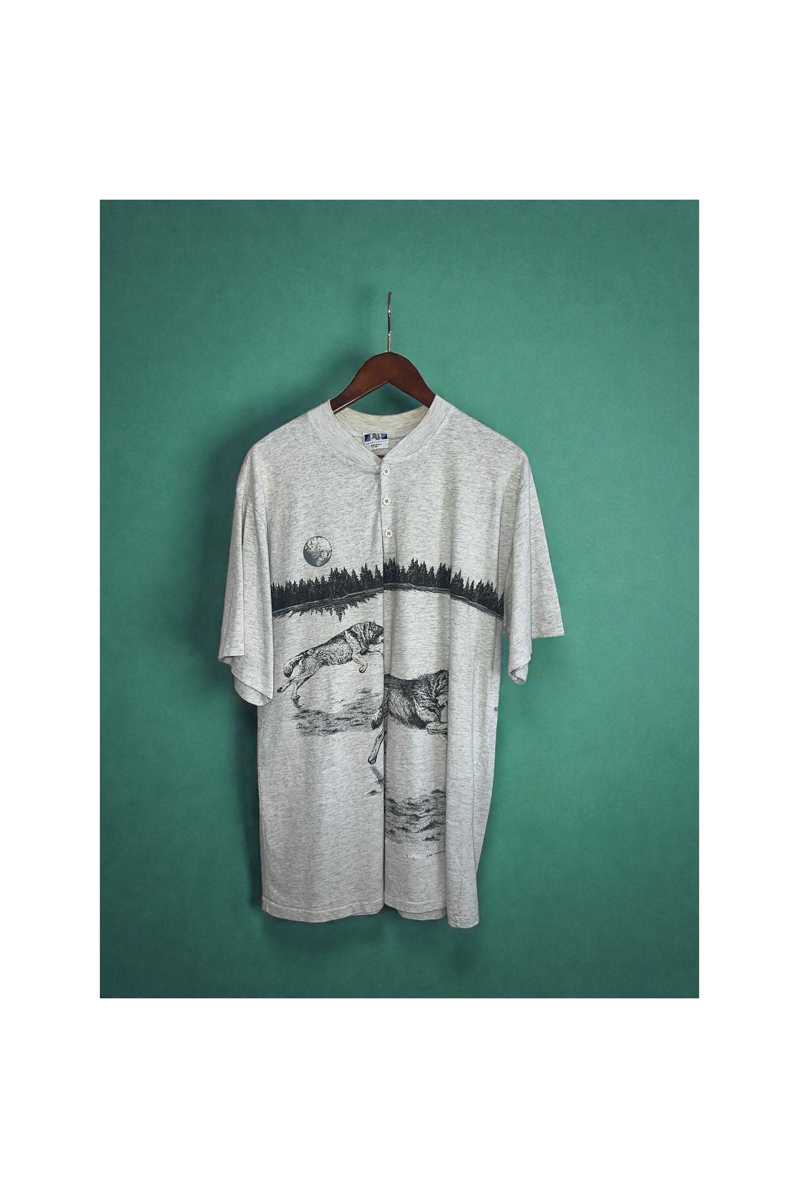Wolf Moon Henley Baseball Tee - La Kultura