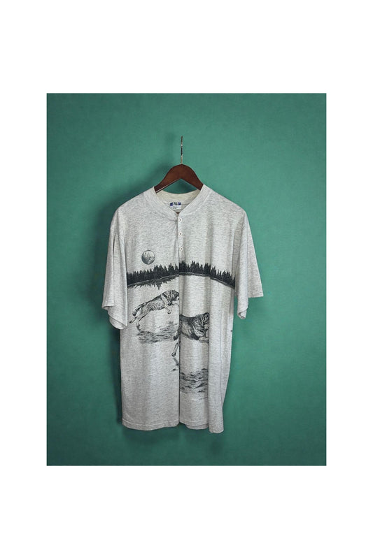 Wolf Moon Henley Baseball Tee - La Kultura